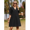 Zeagoo Summer Dresses for Women 2026 V Neck Ruffle Sleeve Loose Shift Dress Hawaiian Sundress Beach Vacation Clothes(Black)