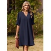 Zeagoo Summer Dresses for Women 2026 V Neck Ruffle Sleeve Loose Shift Dress Hawaiian Sundress Beach Vacation Clothes(Blue)
