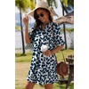 Zeagoo Summer Dresses for Women 2026 V Neck Ruffle Sleeve Loose Shift Dress Hawaiian Sundress Beach Vacation Clothes(Blue Leaves)