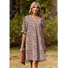 Zeagoo Summer Dresses for Women 2026 V Neck Ruffle Sleeve Loose Shift Dress Hawaiian Sundress Beach Vacation Clothes(Dark Leopard Print)