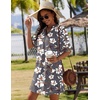 Zeagoo Summer Dresses for Women 2026 V Neck Ruffle Sleeve Loose Shift Dress Hawaiian Sundress Beach Vacation Clothes(Gray Floral)