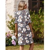 Zeagoo Summer Dresses for Women 2026 V Neck Ruffle Sleeve Loose Shift Dress Hawaiian Sundress Beach Vacation Clothes(Gray Floral)