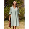 Zeagoo Summer Dresses for Women 2026 V Neck Ruffle Sleeve Loose Shift Dress Hawaiian Sundress Beach Vacation Clothes(Green)