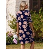 Zeagoo Summer Dresses for Women 2026 V Neck Ruffle Sleeve Loose Shift Dress Hawaiian Sundress Beach Vacation Clothes(Navy Blue – Pink Flowers)