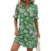 Zeagoo Summer Dresses for Women 2026 V Neck Ruffle Sleeve Loose Shift Dress Hawaiian Sundress Beach Vacation Clothes(A01-green Floral)