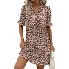 Zeagoo Summer Dresses for Women 2026 V Neck Ruffle Sleeve Loose Shift Dress Hawaiian Sundress Beach Vacation Clothes(Dark Leopard Print)