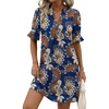 Zeagoo Summer Dresses for Women 2026 V Neck Ruffle Sleeve Loose Shift Dress Hawaiian Sundress Beach Vacation Clothes(Deep Blue Ethnic Floral)