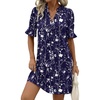 Zeagoo Summer Dresses for Women 2026 V Neck Ruffle Sleeve Loose Shift Dress Hawaiian Sundress Beach Vacation Clothes(Deep Blue Floral)