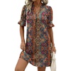 Zeagoo Summer Dresses for Women 2026 V Neck Ruffle Sleeve Loose Shift Dress Hawaiian Sundress Beach Vacation Clothes(Ethnic Style)