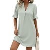 Zeagoo Summer Dresses for Women 2026 V Neck Ruffle Sleeve Loose Shift Dress Hawaiian Sundress Beach Vacation Clothes(Green)