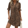Zeagoo Summer Dresses for Women 2026 V Neck Ruffle Sleeve Loose Shift Dress Hawaiian Sundress Beach Vacation Clothes(Leopard Print)