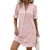Zeagoo Summer Dresses for Women 2026 V Neck Ruffle Sleeve Loose Shift Dress Hawaiian Sundress Beach Vacation Clothes(Pink Polka Dots)