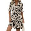 Zeagoo Summer Dresses for Women 2026 V Neck Ruffle Sleeve Loose Shift Dress Hawaiian Sundress Beach Vacation Clothes(Skin Floral)