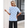 Zeagoo Women’s Short Sleeve Sweater 2026 Spring Summer Tops Lightweight Casual V Neck Sweaters Dressy Work Blouses Clothes(A- Polka Dot Light Blue)