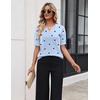 Zeagoo Women’s Short Sleeve Sweater 2026 Spring Summer Tops Lightweight Casual V Neck Sweaters Dressy Work Blouses Clothes(A- Polka Dot Light Blue)