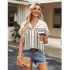 Zeagoo Short Sleeve Summer Tops for Women Casual Button Down Shirts Solid/Striped Business Work Blouses(Jh620)