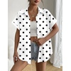 Zeagoo Short Sleeve Summer Tops for Women Casual Button Down Shirts Solid/Striped Business Work Blouses(Polka Dot)