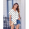 Zeagoo Short Sleeve Summer Tops for Women Casual Button Down Shirts Solid/Striped Business Work Blouses(Polka Dot)