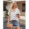 Zeagoo Short Sleeve Summer Tops for Women Casual Button Down Shirts Solid/Striped Business Work Blouses(Polka Dot)
