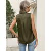 Zeagoo Womens Satin Blouse Sleeveless Silk Tank Tops Button Down Shirts Business Casual Outfits 2026(Army Green)