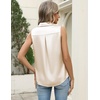 Zeagoo Womens Satin Blouse Sleeveless Silk Tank Tops Button Down Shirts Business Casual Outfits 2026(Beige)