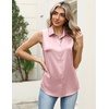 Zeagoo Womens Satin Blouse Sleeveless Silk Tank Tops Button Down Shirts Business Casual Outfits 2026(Pink-2)