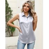 Zeagoo Womens Satin Blouse Sleeveless Silk Tank Tops Button Down Shirts Business Casual Outfits 2026(Silver)