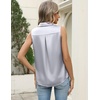 Zeagoo Womens Satin Blouse Sleeveless Silk Tank Tops Button Down Shirts Business Casual Outfits 2026(Silver)