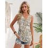 Zeagoo Womens Tank Tops 2026 Summer Sleeveless Loose Fit Tops V Neck Pleated Trendy Fashion Business Casual Shirts(Mz453 Boho)