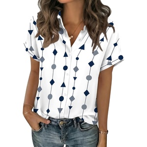 Zeagoo Short Sleeve Summer Tops for Women Casual Button Down Shirts Solid/Striped Business Work Blouses(Jh599)