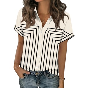 Zeagoo Short Sleeve Summer Tops for Women Casual Button Down Shirts Solid/Striped Business Work Blouses(Jh620)