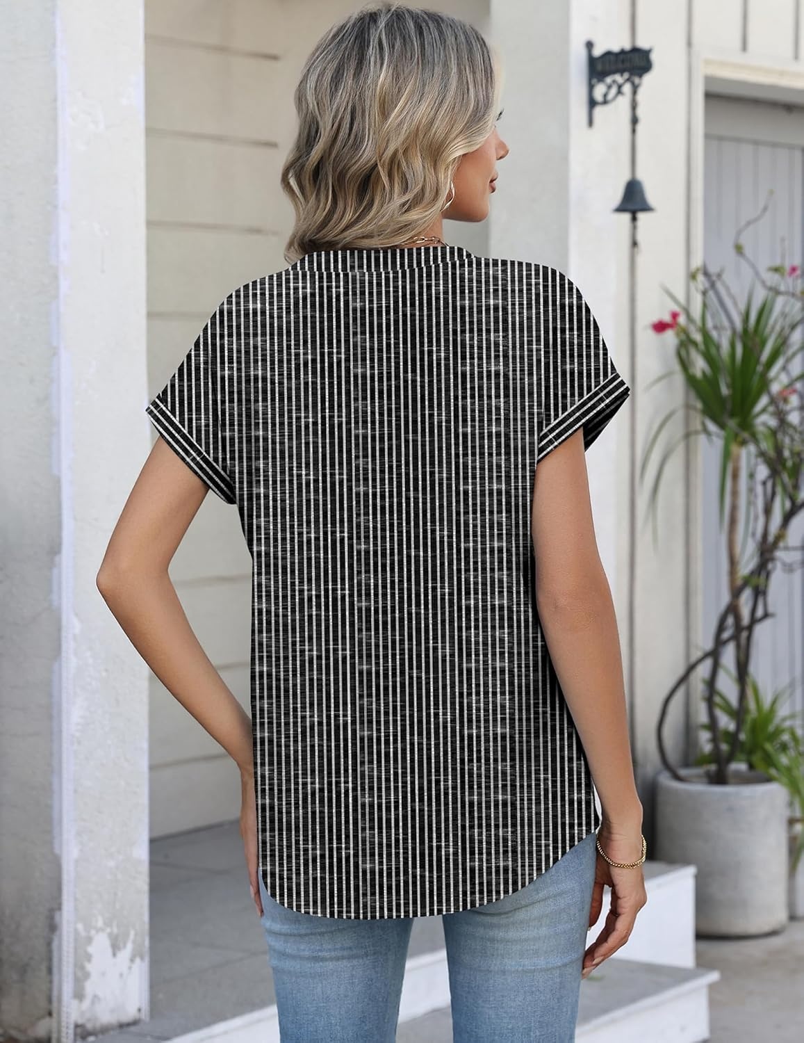 image:imageZeagoo Button Down Shirts for Women Short Sleeve Tops V Neck Collar Blouses Business Casual OutfitsTz400