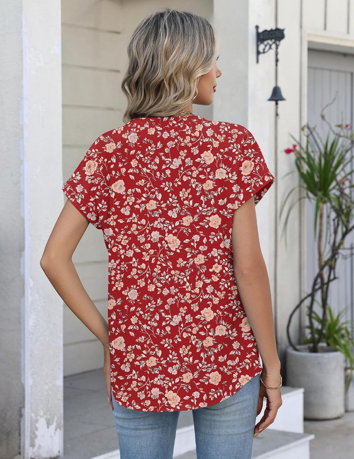 image:imageZeagoo Button Down Shirts for Women Short Sleeve Tops V Neck Collar Blouses Business Casual OutfitsXh546
