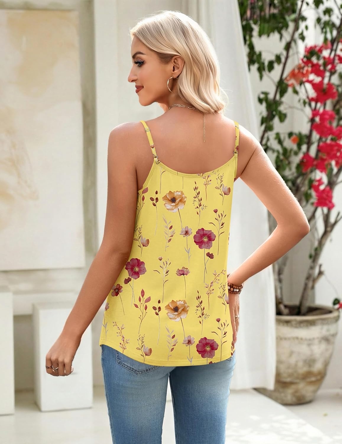 image:imageZeagoo Womens Camisole Tank Tops Summer Adjustable Spaghetti Strap Loose Flowy Sleeveless Shirts Beach Vacation ClothesBf351