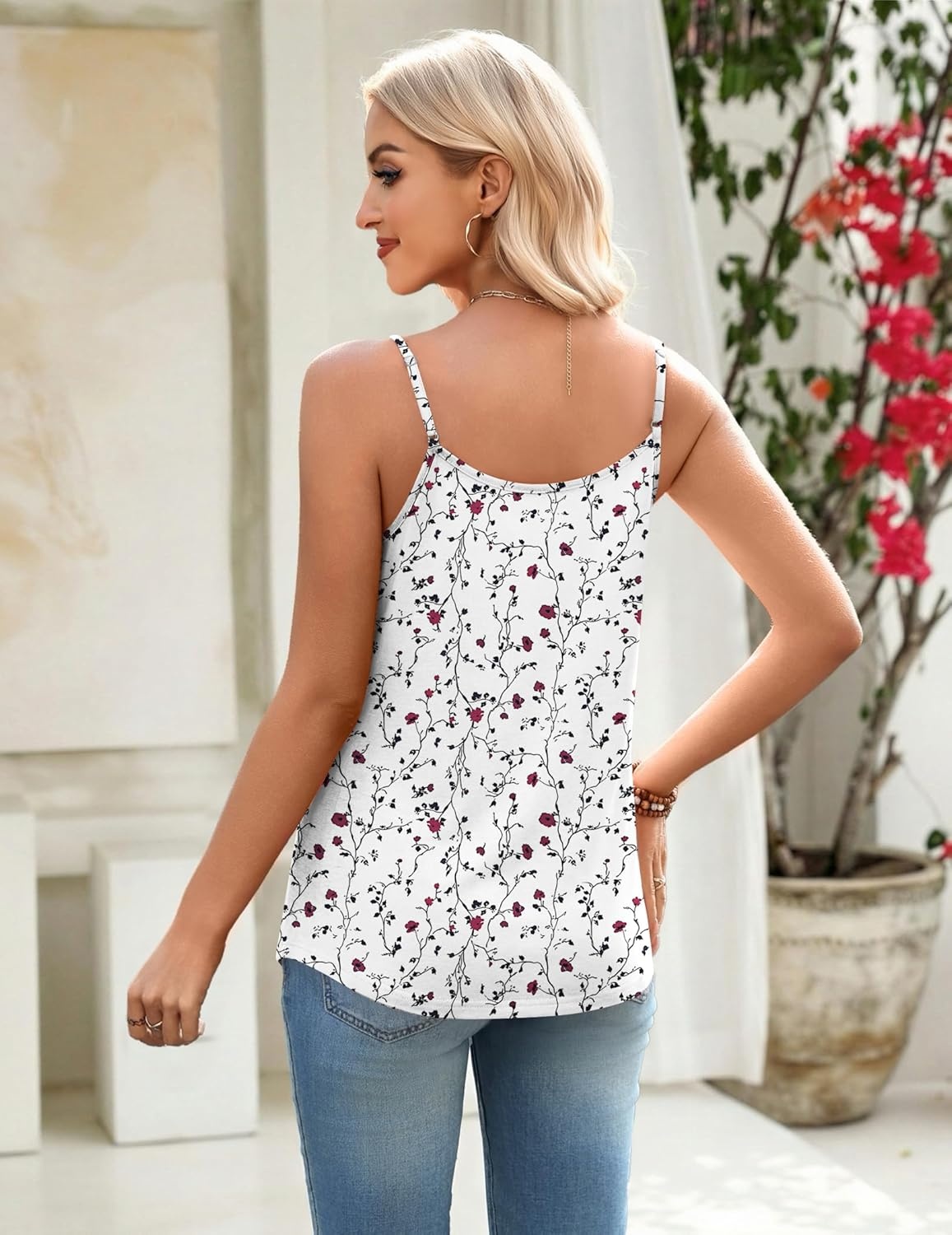 image:imageZeagoo Womens Camisole Tank Tops Summer Adjustable Spaghetti Strap Loose Flowy Sleeveless Shirts Beach Vacation ClothesSf224