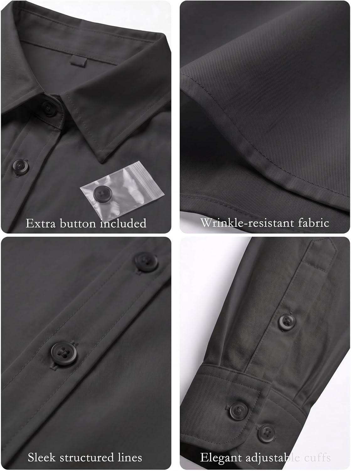 image:imageZeagoo Womens Wrinkle Free Button Down Shirts Long Sleeve Dress Shirts Collared Business Casual Blouses Tops XS3XLBlack