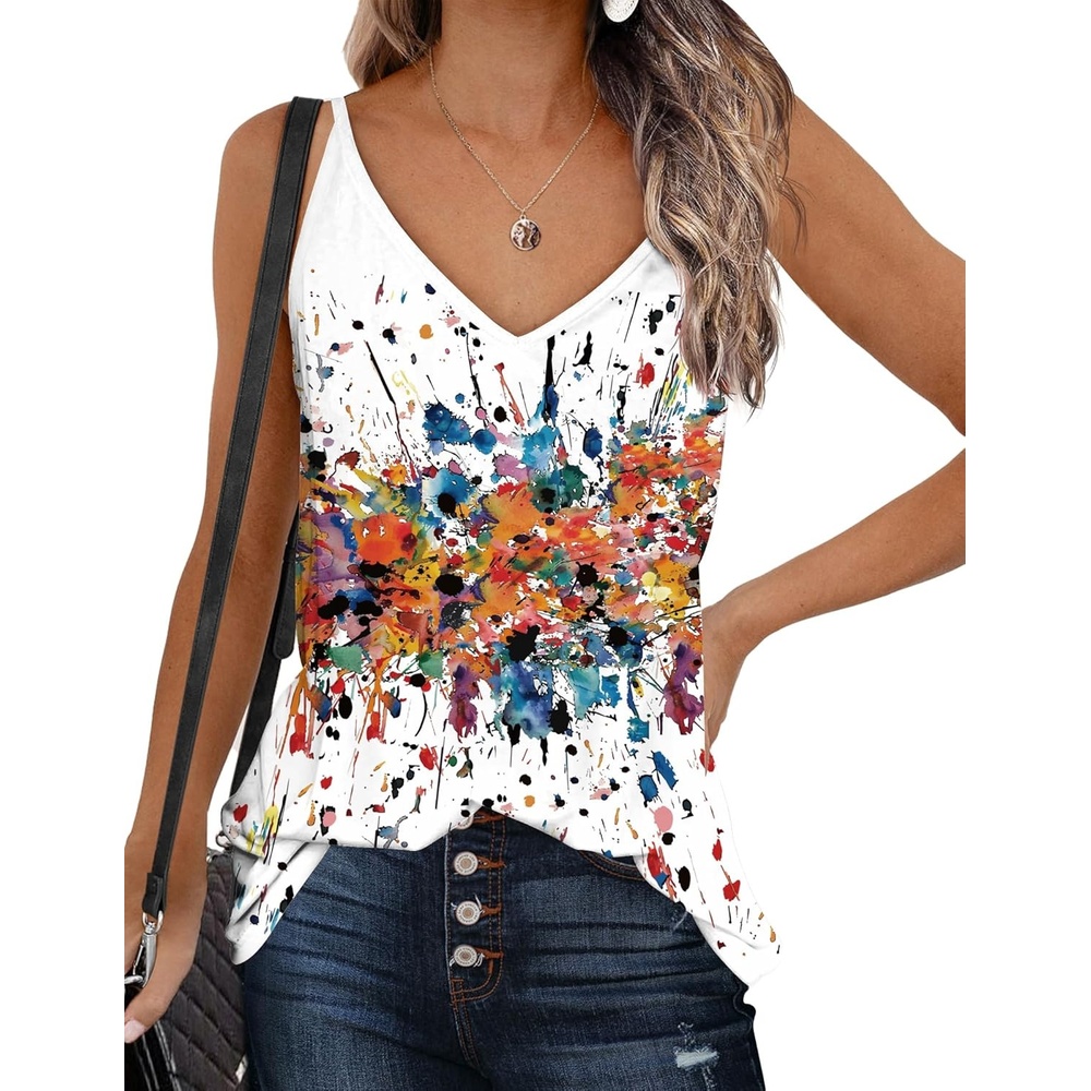 image:imageZeagoo Womens V Neck Camisole Tank Top Strap Sleeveless T Shirt Casual Loose Vest Blouse SXXLCx286