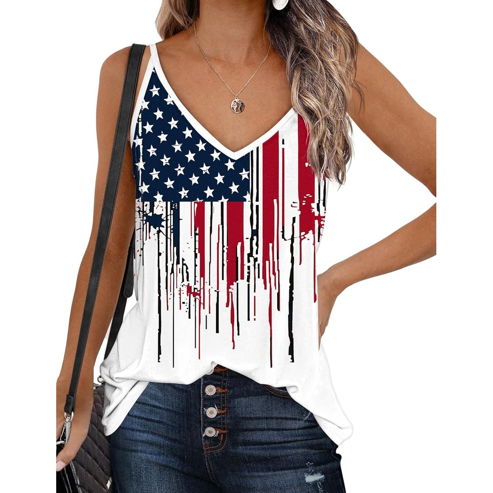 image:imageZeagoo Womens V Neck Camisole Tank Top Strap Sleeveless T Shirt Casual Loose Vest Blouse SXXLGq45flag