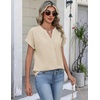 Zeagoo Button Down Shirts for Women Short Sleeve Tops V Neck Collar Blouses Business Casual Outfits(Beige)