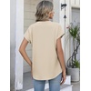 Zeagoo Button Down Shirts for Women Short Sleeve Tops V Neck Collar Blouses Business Casual Outfits(Beige)