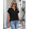 Zeagoo Button Down Shirts for Women Short Sleeve Tops V Neck Collar Blouses Business Casual Outfits(Black)