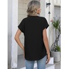 Zeagoo Button Down Shirts for Women Short Sleeve Tops V Neck Collar Blouses Business Casual Outfits(Black)