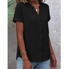 Zeagoo Button Down Shirts for Women Short Sleeve Tops V Neck Collar Blouses Business Casual Outfits(Black)