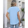 Zeagoo Button Down Shirts for Women Short Sleeve Tops V Neck Collar Blouses Business Casual Outfits(Light Blue)