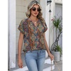 Zeagoo Button Down Shirts for Women Short Sleeve Tops V Neck Collar Blouses Business Casual Outfits(Mz721)