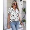 Zeagoo Button Down Shirts for Women Short Sleeve Tops V Neck Collar Blouses Business Casual Outfits(Sf291)