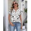 Zeagoo Button Down Shirts for Women Short Sleeve Tops V Neck Collar Blouses Business Casual Outfits(Sf291)