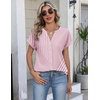 Zeagoo Button Down Shirts for Women Short Sleeve Tops V Neck Collar Blouses Business Casual Outfits(Tz300)