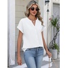 Zeagoo Button Down Shirts for Women Short Sleeve Tops V Neck Collar Blouses Business Casual Outfits(White)