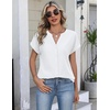 Zeagoo Button Down Shirts for Women Short Sleeve Tops V Neck Collar Blouses Business Casual Outfits(White)